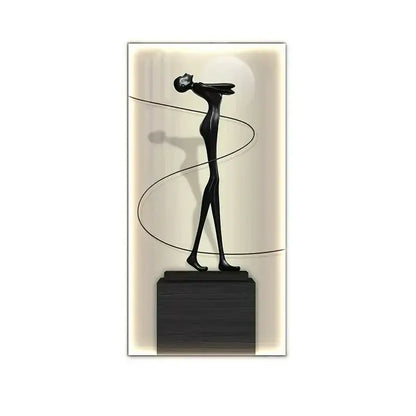Minimalist black abstract figure luminous canvas wall lamp living room