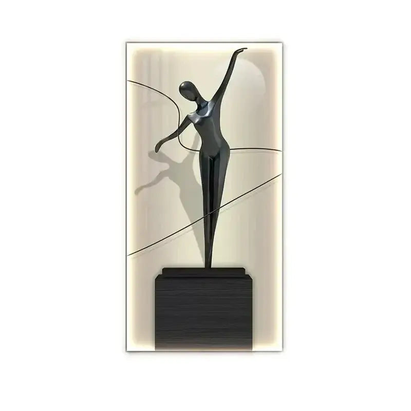 Minimalist black abstract figure luminous canvas wall lamp living room