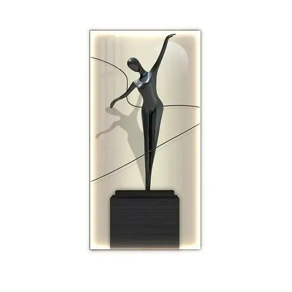 Minimalist black abstract figure luminous canvas wall lamp living room