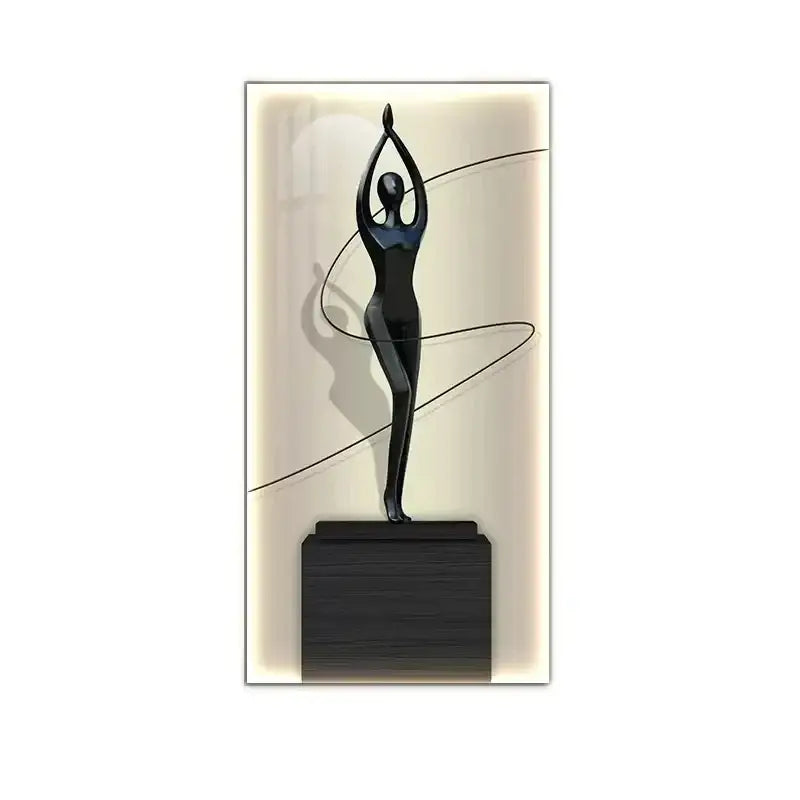 Minimalist black abstract figure luminous canvas wall lamp living room