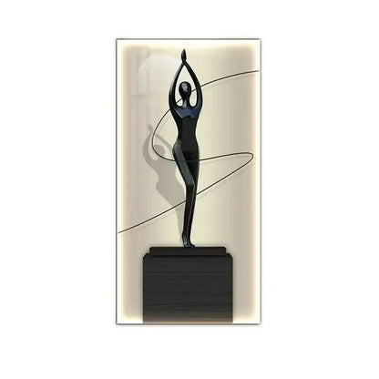 Minimalist black abstract figure luminous canvas wall lamp living room