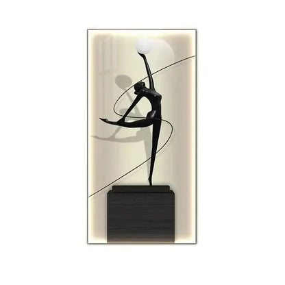 Minimalist black abstract figure luminous canvas wall lamp living room