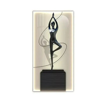 Minimalist black abstract figure luminous canvas wall lamp living room