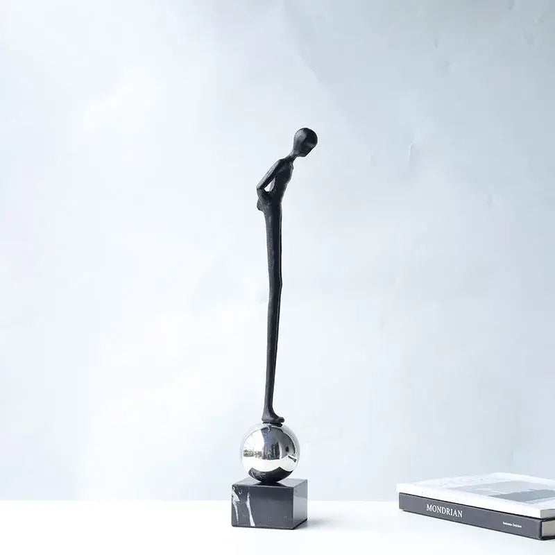 Minimalist black abstract thinker metal figurine living room decor