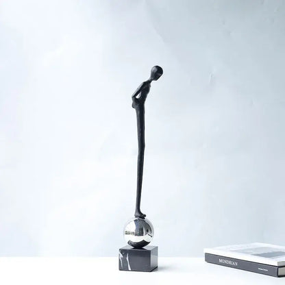 Minimalist black abstract thinker metal figurine living room decor
