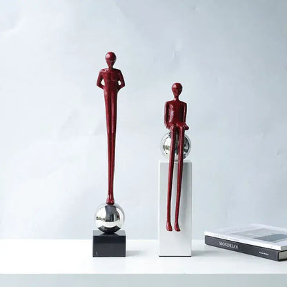 Minimalist black abstract thinker metal figurine living room decor