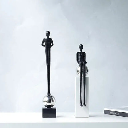 Minimalist black abstract thinker metal figurine living room decor