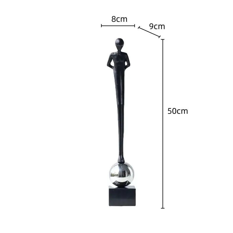 Minimalist black abstract thinker metal figurine living room decor