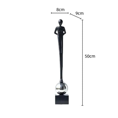 Minimalist black abstract thinker metal figurine living room decor