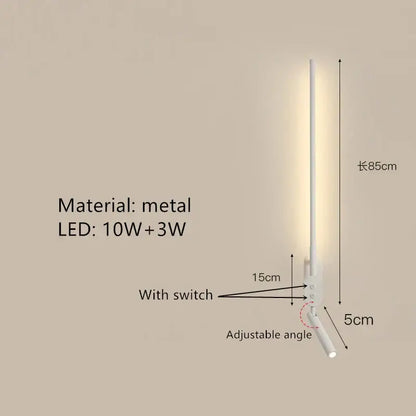 Minimalist black adjustable angle wall lamp bedroom reading sconce