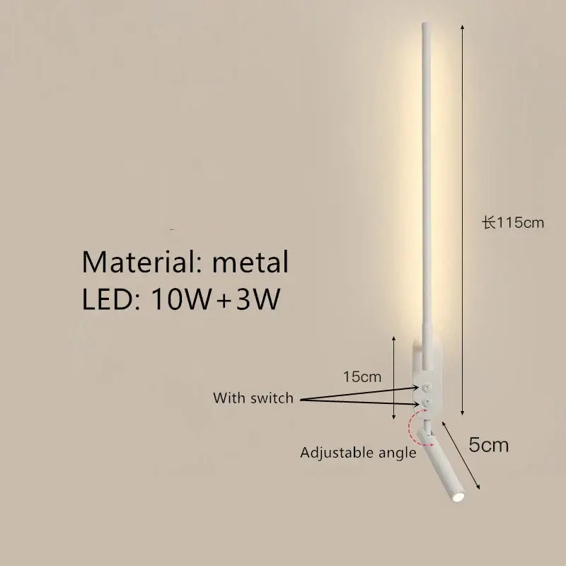 Minimalist black adjustable angle wall lamp bedroom reading sconce