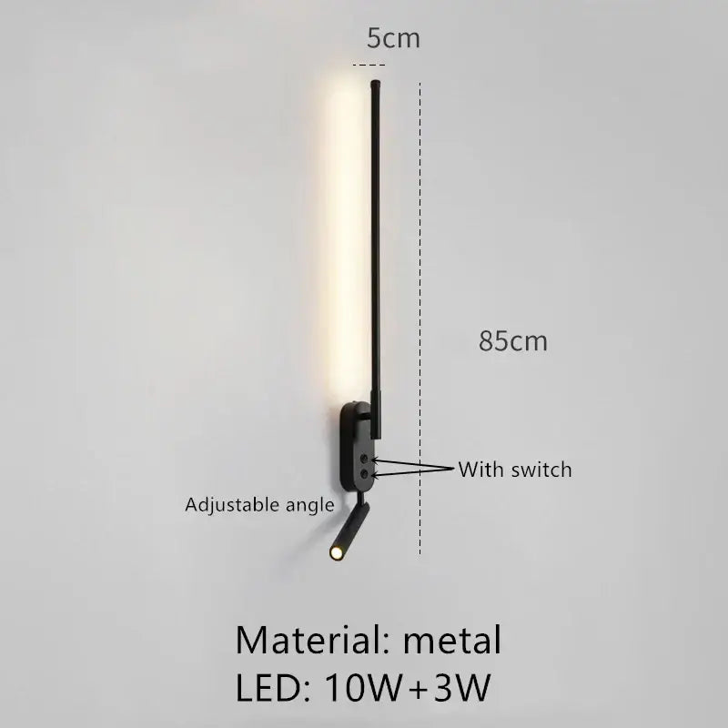 Minimalist black adjustable angle wall lamp bedroom reading sconce