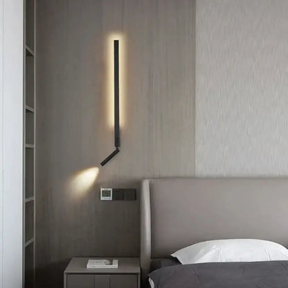 Minimalist black adjustable angle wall lamp bedroom reading sconce