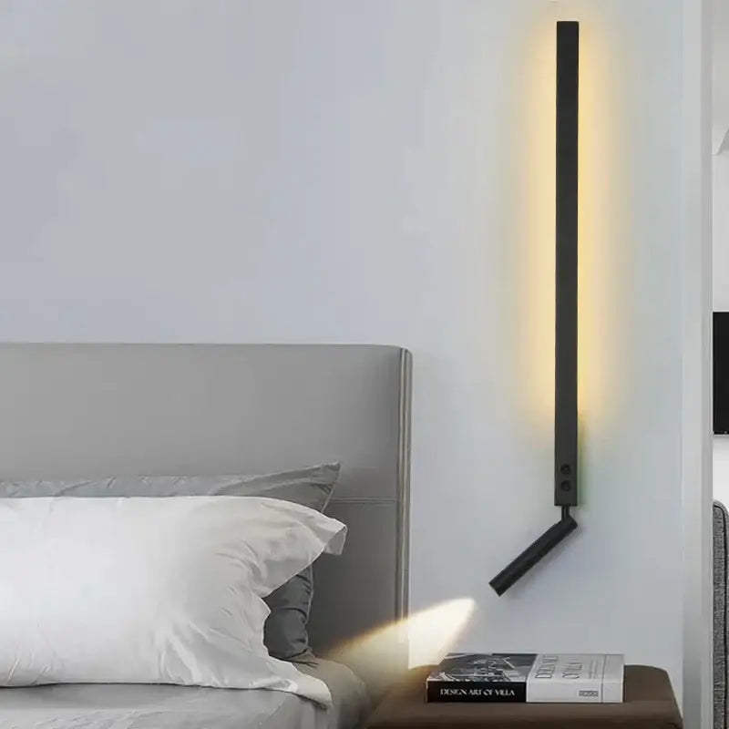 Minimalist black adjustable angle wall lamp bedroom reading sconce