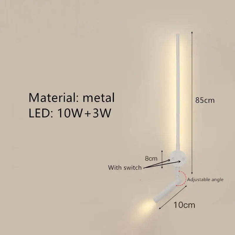Minimalist black adjustable angle wall lamp bedroom reading sconce
