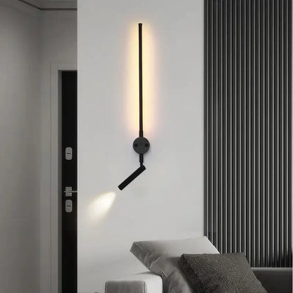 Minimalist black adjustable angle wall lamp bedroom reading sconce