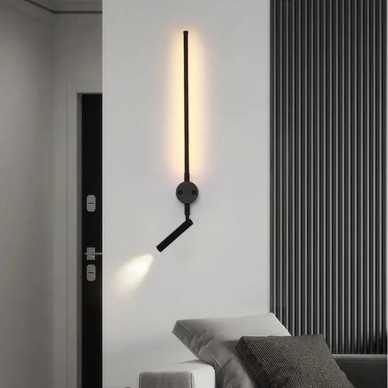 Minimalist black adjustable angle wall lamp bedroom reading sconce