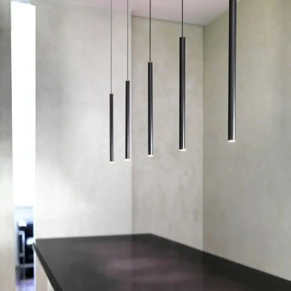 Minimalist black aluminum led ceiling rail track spotlights kitchen