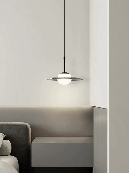 Minimalist black and copper glass pendant lamp bedroom light