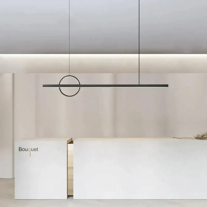 Minimalist black and geometric copper chandelier dining room light