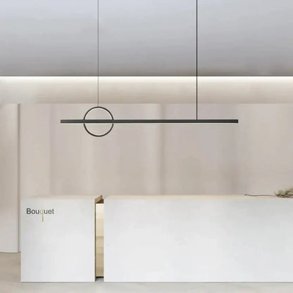 Minimalist black and geometric copper chandelier dining room light