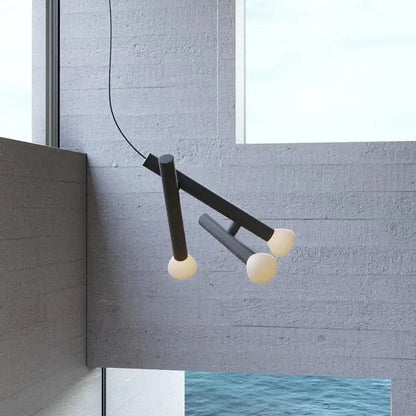 Minimalist black and white glass pendant lights for dining room