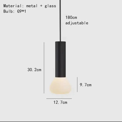 Minimalist black and white glass pendant lights for dining room