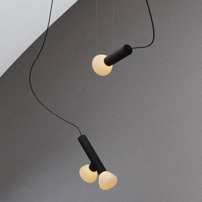 Minimalist black and white glass pendant lights for dining room