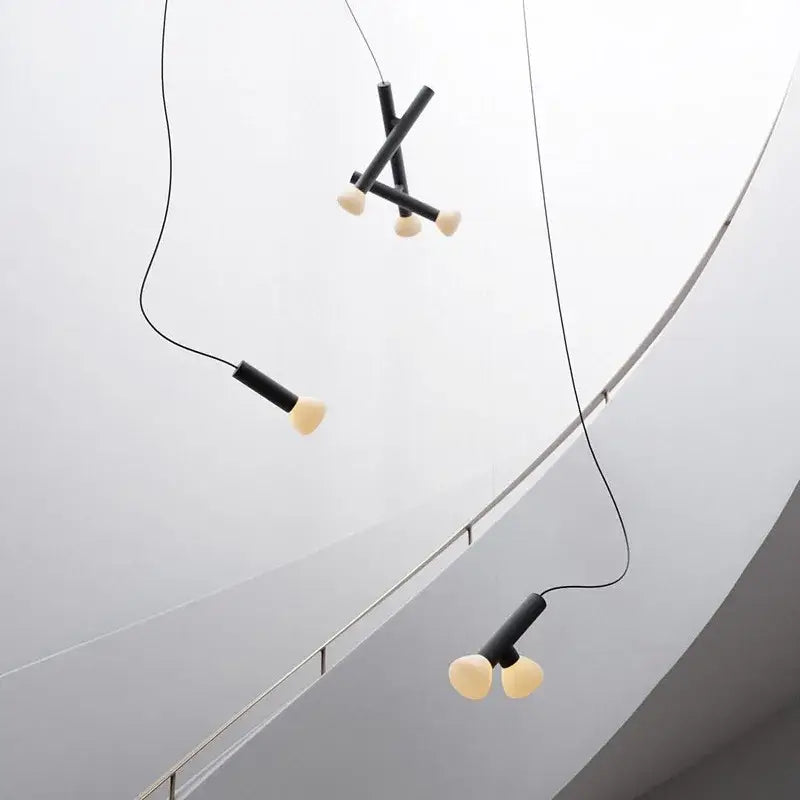 Minimalist black and white glass pendant lights for dining room