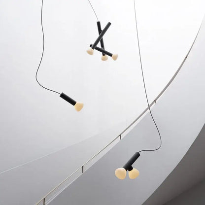 Minimalist black and white glass pendant lights for dining room