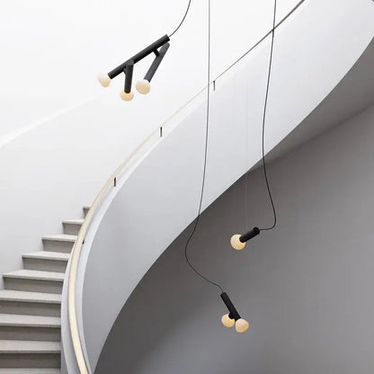 Minimalist black and white glass pendant lights for dining room