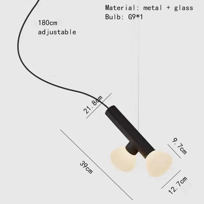 Minimalist black and white glass pendant lights for dining room