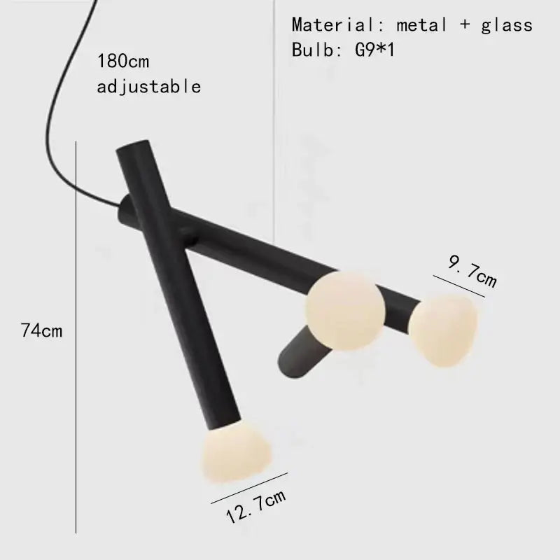Minimalist black and white glass pendant lights for dining room