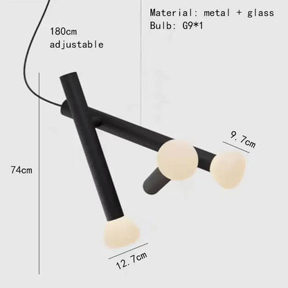 Minimalist black and white glass pendant lights for dining room