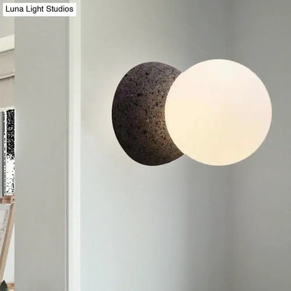 Minimalist black and white glass shade wall sconce bedroom light
