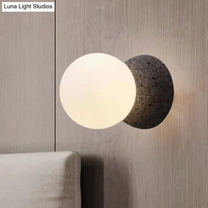 Minimalist black and white glass shade wall sconce bedroom light