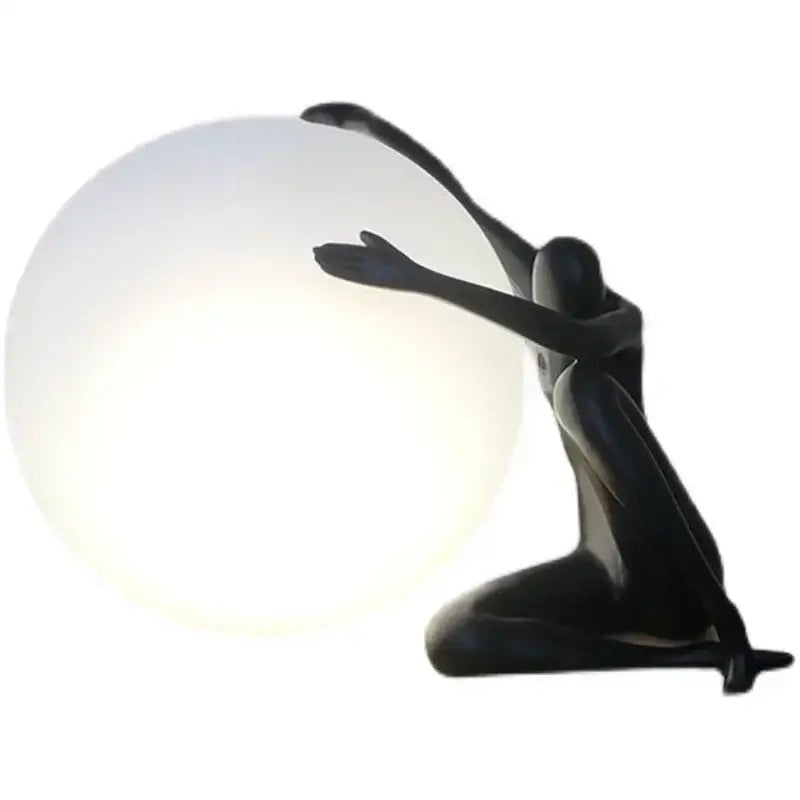 Minimalist black and white humanoid sculpture led table lamp bedroom