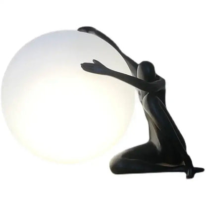 Minimalist black and white humanoid sculpture led table lamp bedroom