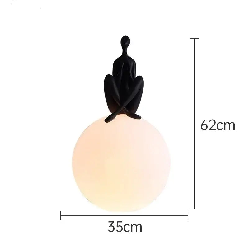 Minimalist black and white humanoid sculpture led table lamp bedroom