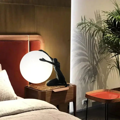Minimalist black and white humanoid sculpture led table lamp bedroom