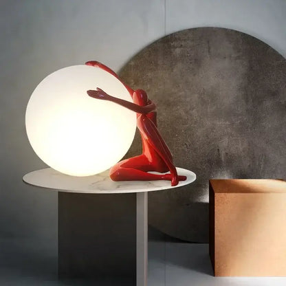 Minimalist black and white humanoid sculpture led table lamp bedroom