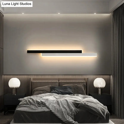 DecorBites™ Minimalist Black and White Linear LED Wall Light - Modern Metal Flush Mount Sconce for Corridor