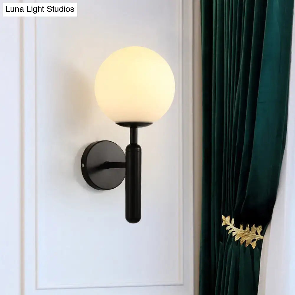 Minimalist black ball shade corridor light – bedroom wall sconce