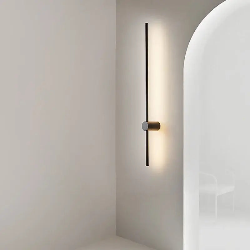 Minimalist black & brushed brass led wall lamp for living room