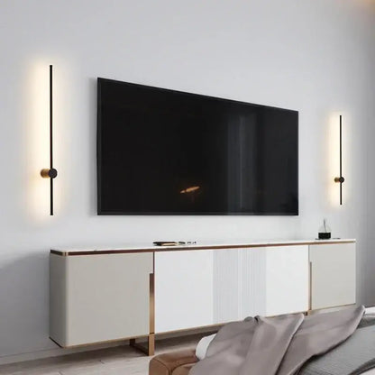 Minimalist black & brushed brass led wall lamp for living room