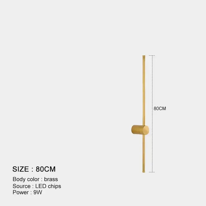 Minimalist black & brushed brass led wall lamp for living room