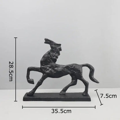 Minimalist black cast iron horse sculpture living room desk decor