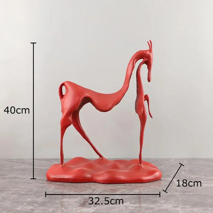 Minimalist black cast iron horse sculpture living room desk decor