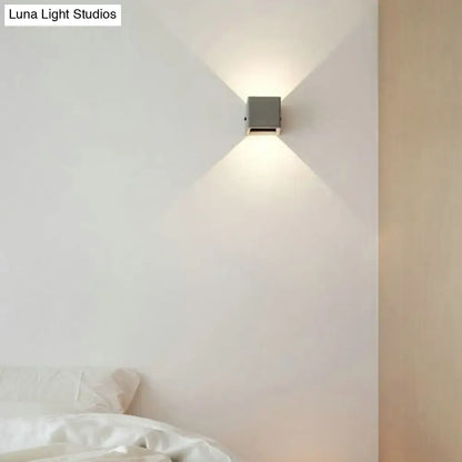 Minimalist black cement led wall lamp living room square light