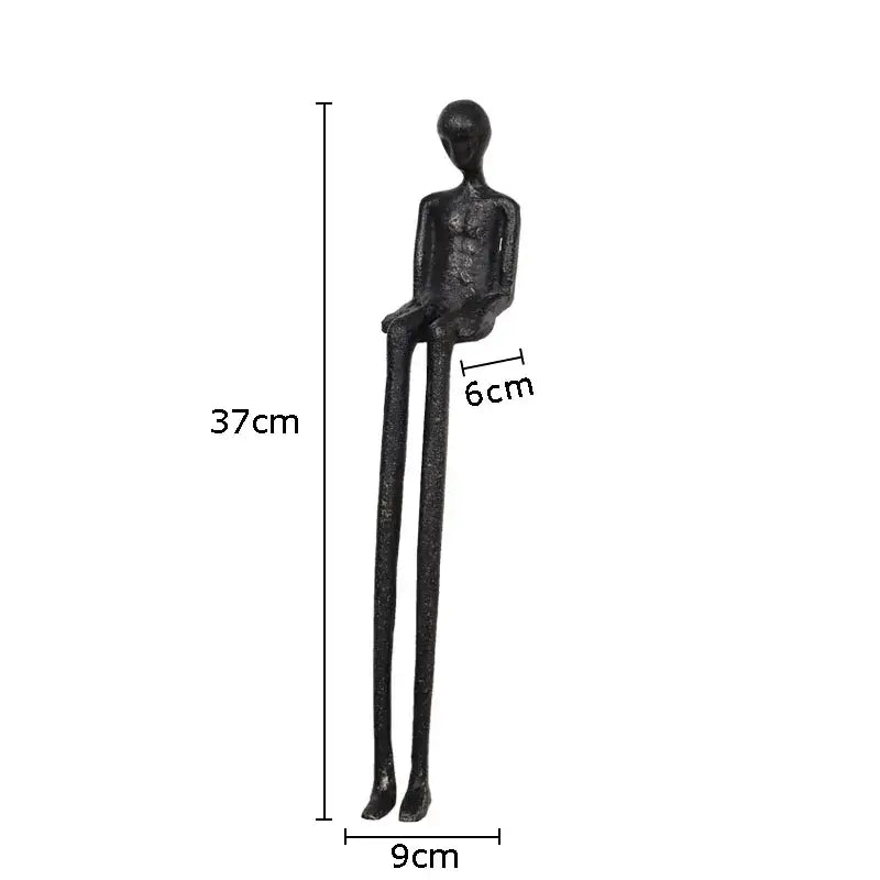 Minimalist black character metal statue living room desk ornament